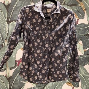 Jcrew denim and floral button down shirt